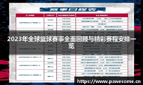 2023年全球篮球赛事全面回顾与精彩赛程安排一览