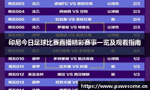 印尼今日足球比赛直播精彩赛事一览及观看指南