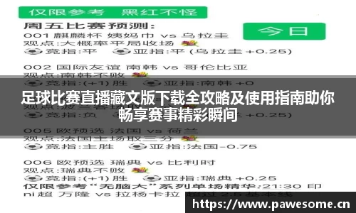 足球比赛直播藏文版下载全攻略及使用指南助你畅享赛事精彩瞬间