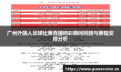 广州外国人足球比赛直播精彩瞬间回顾与赛程安排分析